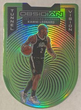 Kawhi Leonard 2020-21 Panini Obsidian #18 SSP Tunnel Vision Green Flood