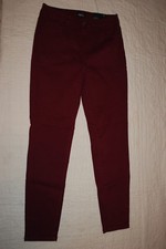 Womens Jeans BURGUNDY ANKLE JEGGINGS Soft Cotton Twill HIGH WAIST Zipper SIZE 10