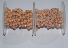 6mm Peach Glass Beads Rosary Chain Bulk Roll Beaded Jewelry Making DIY