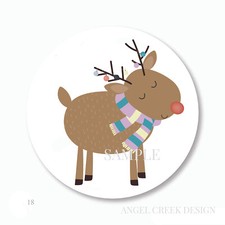 Reindeer with Scarf Christmas Scrapbook Stickers Holiday Favors Envelope Seals
