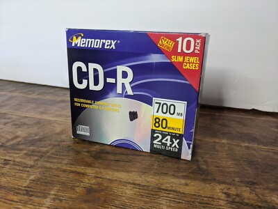 NEW Memorex 034707045477 CD-R 48X 700MB 80 Min Discs in Paper Sleeves, 10 Pack