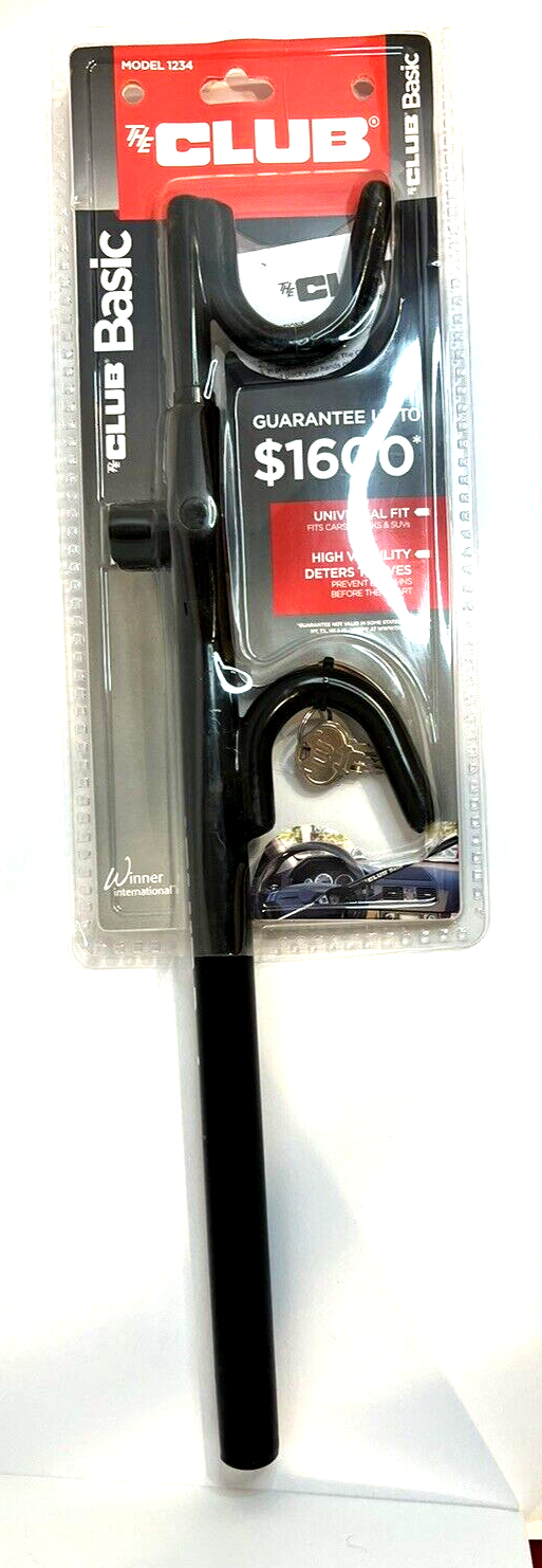 The Club Basic Steering Wheel Lock Black Model 1234 Antitheft NIB