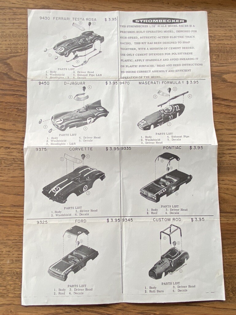 モデル　スケール1/1 モデル スケール1/1 Vintage Strombecker Assembly Instructions Sheet