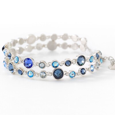 Touchstone Crystal GLAM Blue Adjustable 7 1/4-9'' Stunning! 