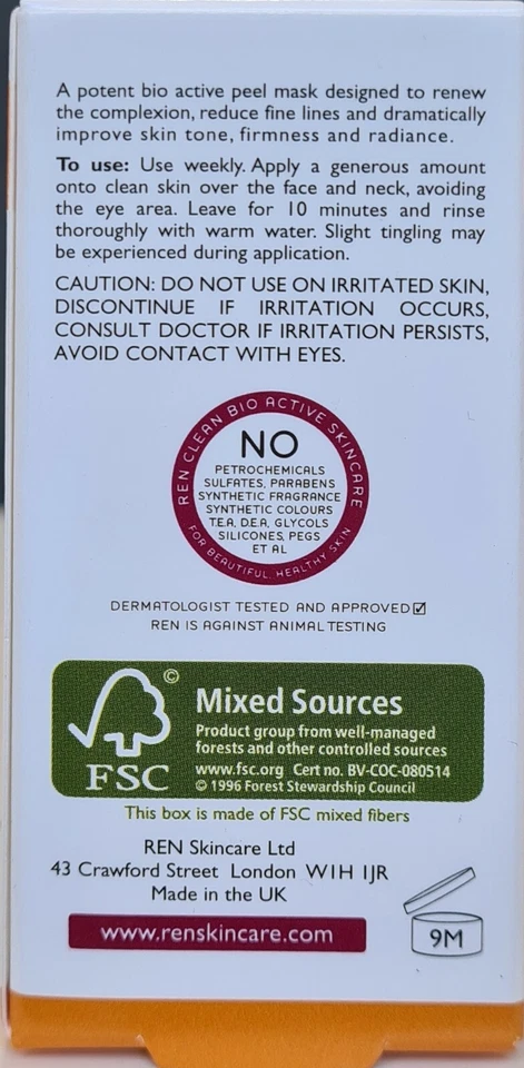 REN glycolactic radiance renewal peel mask total 60 ml - image 3 of 4