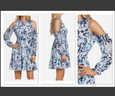 NWT $134  Eliza J Blue  Cold-Shoulder Abstract Sheath Dress Size 8    #B208