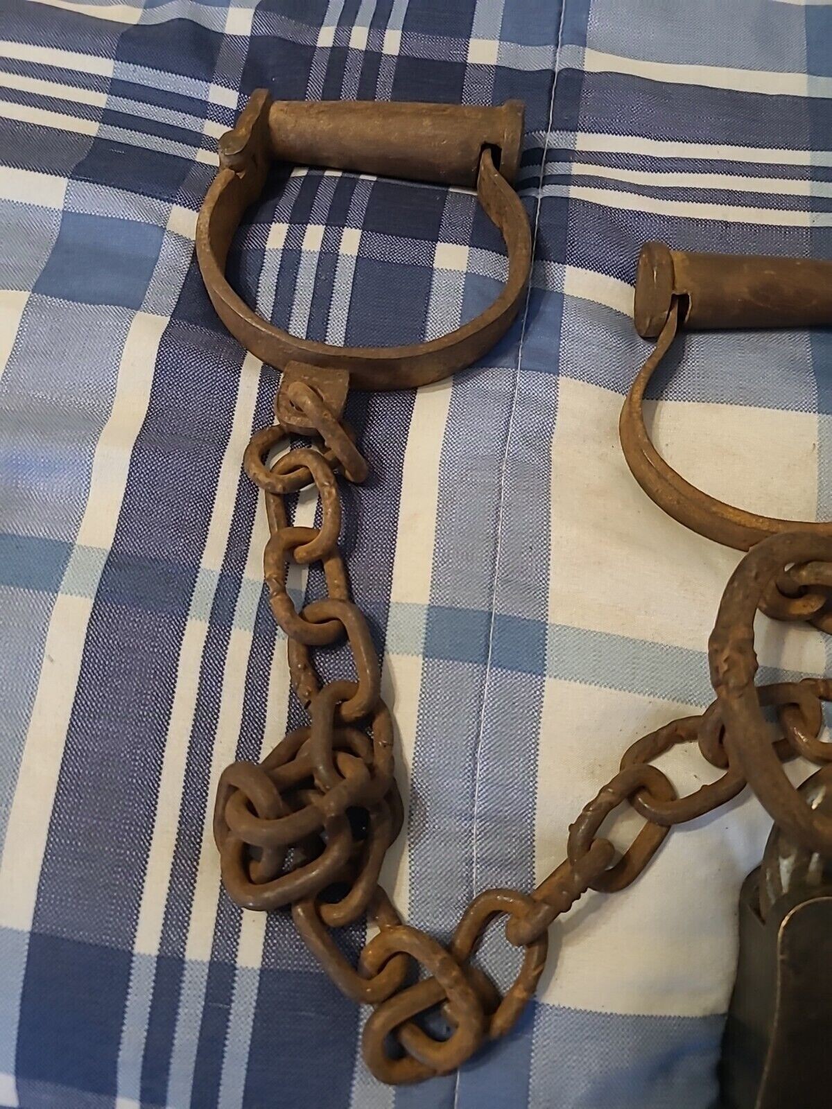Antique Iron Legs And Handcuffs With Old Pad Lock old Antique Leg