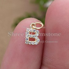 Colgante con dije natural de 0,10 quilates letra B de oro amarillo de 14 quilates iniciales alfabetos