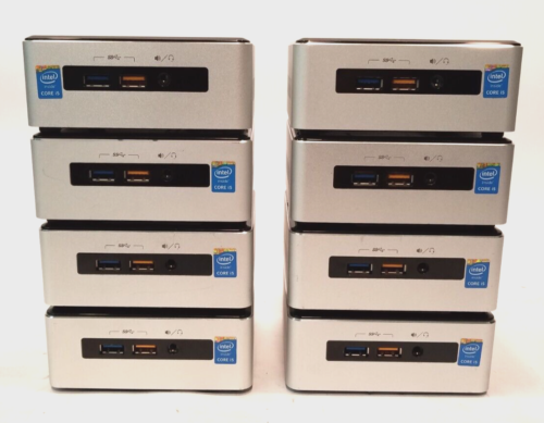 Intel NUC Mini PC, i5-5250U@1.6GHz, 8GB RAM, 128GB SSD, No OS/AC, Lot of 8