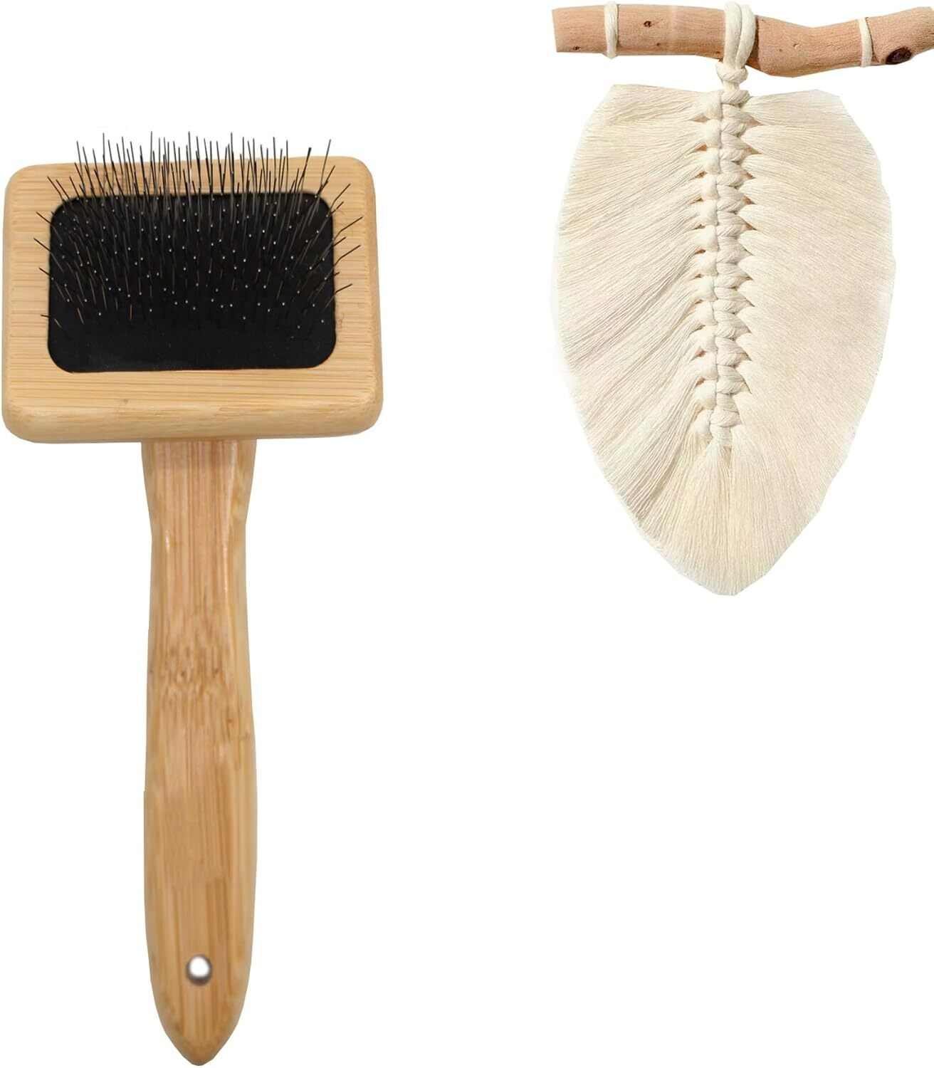 Tyoungg Macrame Comb Wooden for Fringe Feathered Wall macrame comb, White