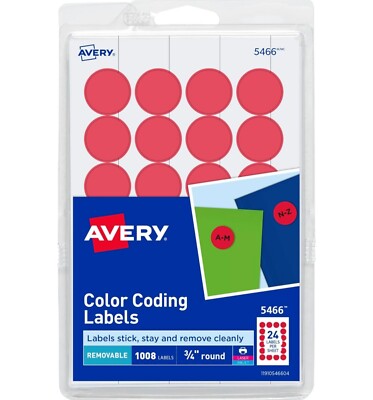 Avery Dennison Ave-05466 Round Color Coding Label - 0.75'' Diameter