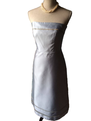 New Belsoie Size 8 Antique Blue Bridesmaid Prom Evening Satin Strapless  Dress | eBay