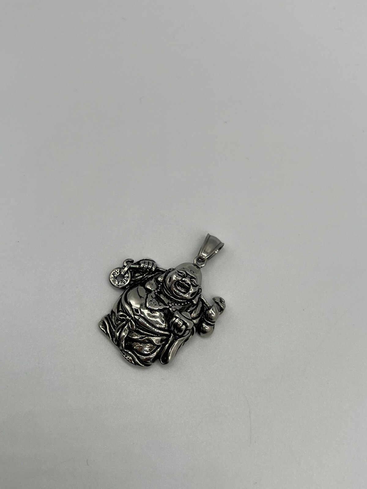 Stainless Steel Style Peace and Success Cloth Bag Buddha Good Luck Pendent