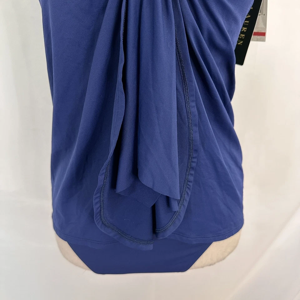 TRAJE DE BAÑO DE UNA PIEZA RALPH LAUREN Beach Club Flyaway talla 8 para mujer azul marino  Foto 4 de 4