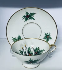 Vintage Tirschenreuth Germany Bavaria Noel Footed Teacup And Saucer 2 pc Set