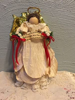 Vintage 11" Crepe Paper Angel Christmas Ornament | eBay