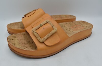 Kork Ease Womens Size 10 Tutsi Buckle Light Orange Leather Slide Sandals Shoes