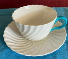 Vintage (1940-1960) "Aynsley" Bone China Cup and Saucer.  White Swirl Pattern.