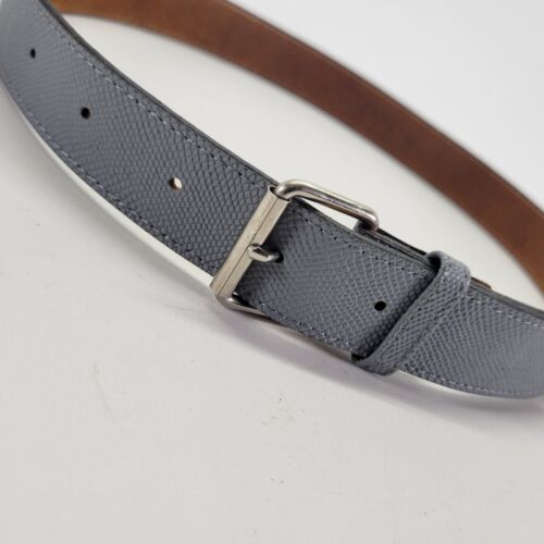 Esprit Leather Belt 28 30 M Lizard Print Roller Buckle Gray Made in Japan Vtg - Picture 1 of 11