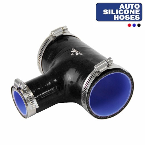 63mm/2.5inch T Piece Silicone Hose & Clamps for 35mm Dump BOV Black/Blue/Red - Picture 7 of 16