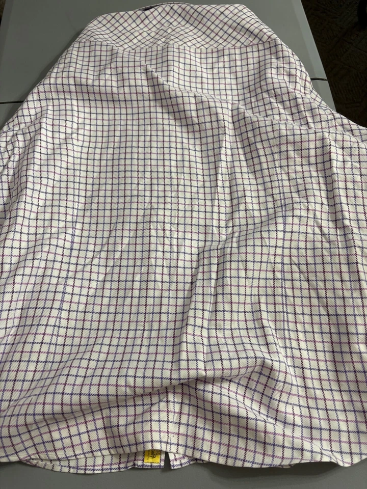 Camisa social J Campbell xadrez multicolorida tamanho 17.5 34/35 100% algodão - Imagem 4 de 4