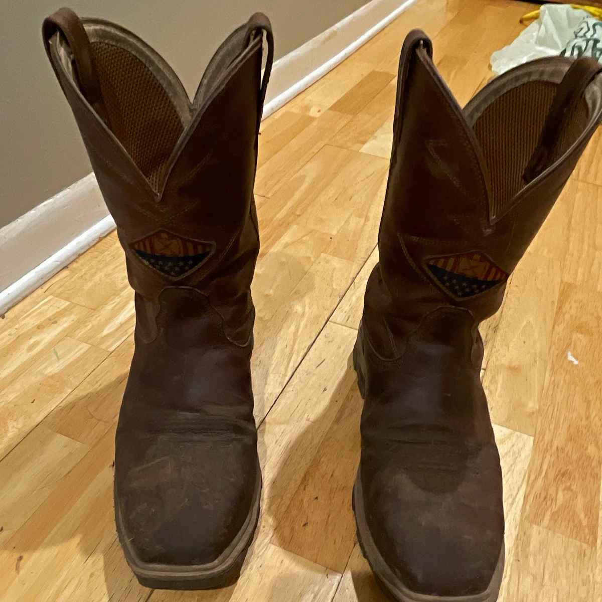 NEW Twisted X Lite Western Steel Toe‎ Work Boots Brown Neon Blue Skull Size 7.5D Men main image 3