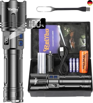 Relybo Taschenlampe LED Aufladbar 1000000 Lumen, LED Taschenlampe Extrem Hell