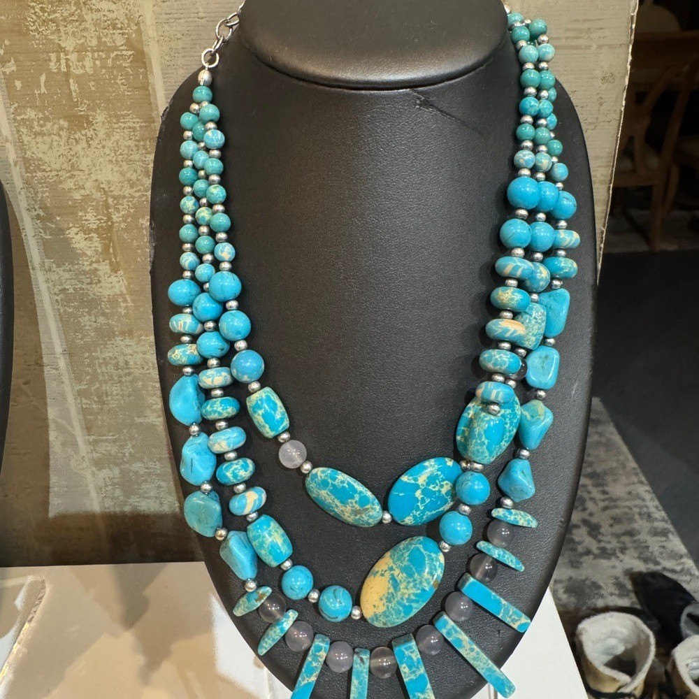 Chico's stunning adjustable  layered Turquoise mu… - image 2