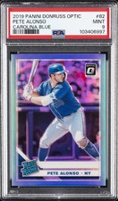 2019 PANINI DONRUSS OPTIC CAROLINA BLUE #82 PETE ALONSO ROOKIE RC 19/50 PSA 9
