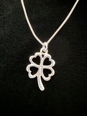 Luck of the Irish 4 Leaf Clover Sterling Silver Necklace Minimalist Dainty