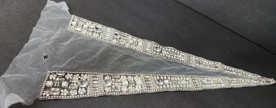 Juego de apliques en V de cristal y perla de Swarovski - adorno de diseñador austriaco Foto 3 de 4