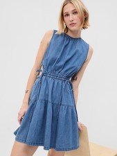 GAP Women's Denim Side  - Tie Cutout Mini Dress Size Medium