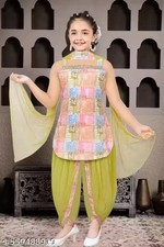 GIRLS KURTI DHUTI PANT AND DUPATTA SET , TRENDY GIRLS TOP AND BALLOON PANT