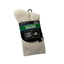 NEW Adidas MLS Soccer Socks Over The Calf White/Black Youth M Shoe Size 13-4