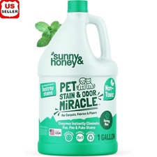 Pet Stain Odor Remover Multi-Surface Enzyme Cleaner Fresh Mint Scent 128oz New