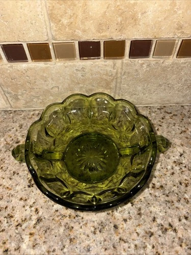 Vintage Indiana Green Depression Glass  Fairfield Candy Nut Dish Bowl # 092