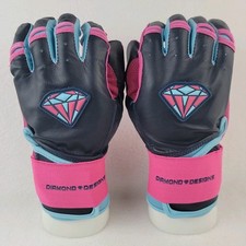 DIAMOND DESIGNS Baseball Batting Gloves Long Cuff Blue Pink Cabretta Leather YM