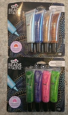 Lot Of 2 Tulip Beads in a Bottle Semiprecious Fabric Art Rhinestone Set NEW