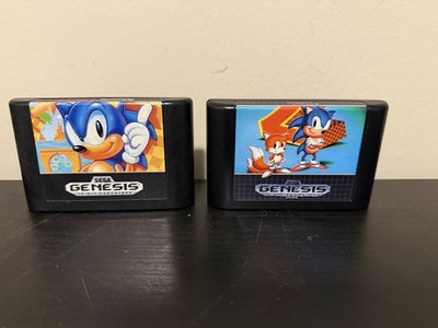 Sonic the Hedgehog 1 & 2 -Sega Genesis 1991 1992 Vintage 2 Video Games Japan