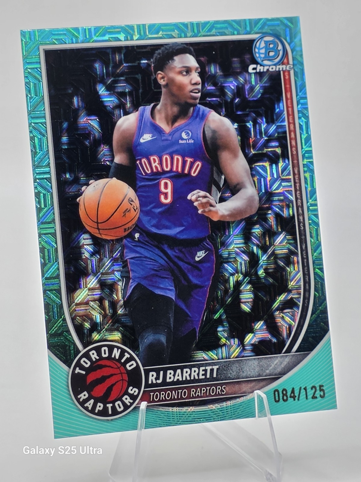 2025-26 Bowman Chrome RJ Barrett Aqua Mojo Refractor /125 #BCV-156 Raptors