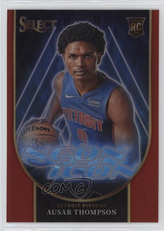 2023-24 Panini Select Neon Icons Red Prizm Ausar Thompson #2 Rookie RC 1h98