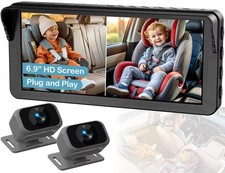HD 1080P Baby Car for 2 : 5-Min Install for New Parents 6.9" Split Screen Dua...