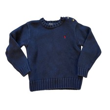 Polo Ralph Lauren Navy Blue Cotton Sweater Knit Size 7 Childrens Classic Logo