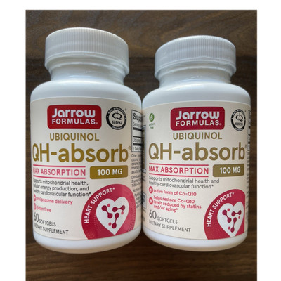 Jarrow Formulas QH-absorb Ubiquinol Heart Health 100mg 60 Softgels (2) Exp 2028