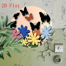 2D Flat, 1pc Floral & Minimalist Round Wall Art - Pastel Background with Black,