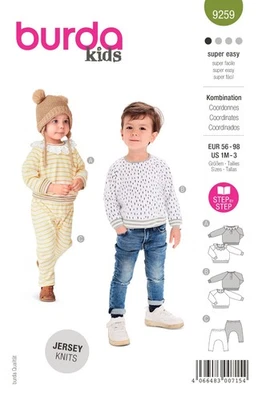Schnittmuster Bluse Burda Kids 9259 US 1M-3 (Gr. 56-98) Deutsche Anleitung - Bild 1 von 4