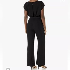 Eliza J Women's Size8 Black Jumpsuit Cap Sleeve and Wide Leg Career Business