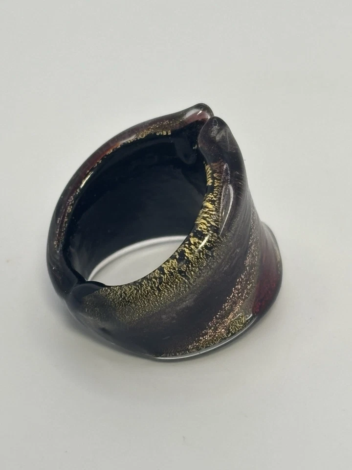 Anillo de vidrio dicroico talla 6 en hermoso marrón verde y dorado Foto 2 de 4