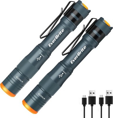 2-Pack Mini Pen Light, Rechargeable Pocket Pen Flashlight with USB C Cable, 4