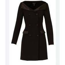 Adrianna Papell Black Knit Crepe Blazer Dress Size 12 NWT